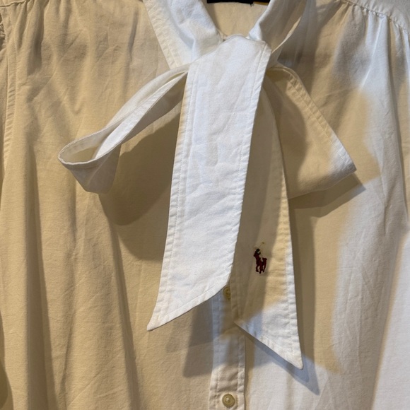 Ralph Lauren Classic White Blouse with Bow - Picture 3 of 4